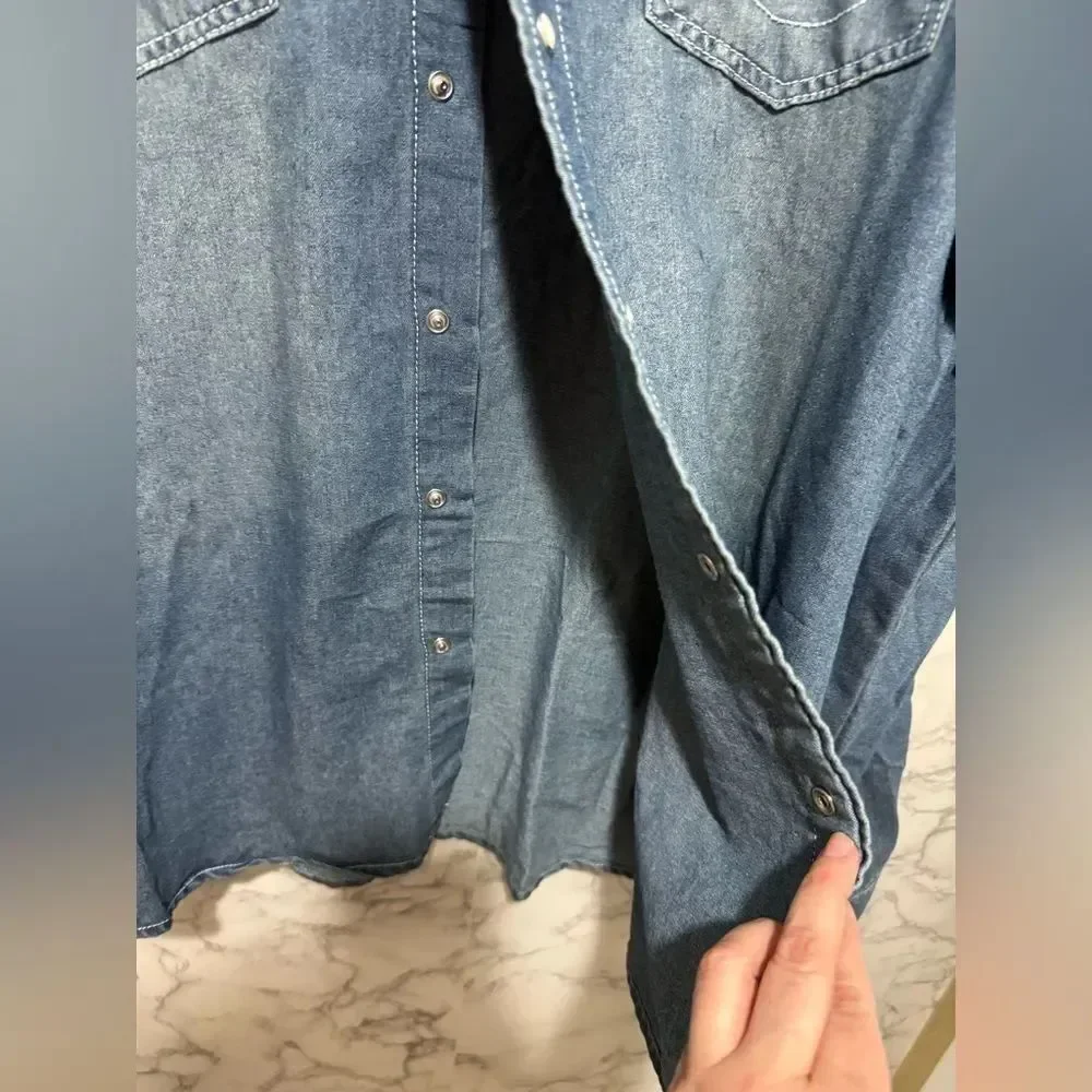 NWT True Religion Men’s Blue Denim Shirt 3XL